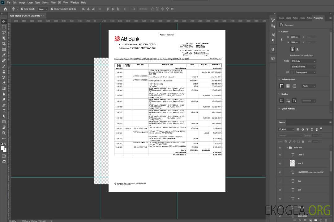 Relevé bancaire Bangladesh AB template Relevé bancaire Bangladesh AB template
